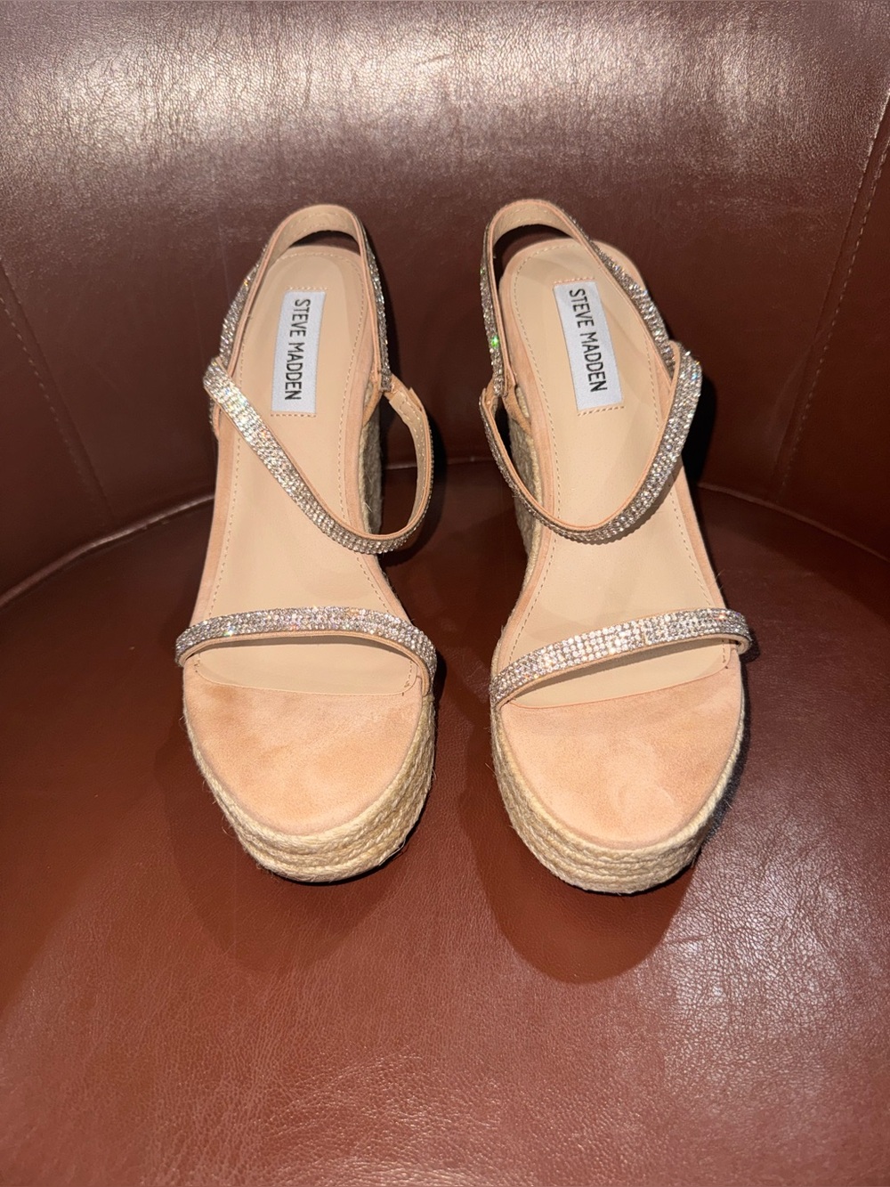 Steve Madden Rhinestone Espadrille Wedge Size 7.5 Like New